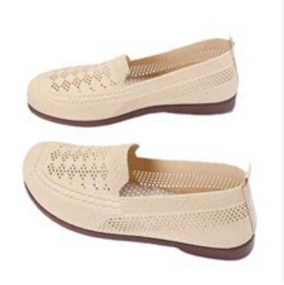Summer new cloth shoes women's hollow breathable mesh shoes soft sole one pedal shoes elderly shoes