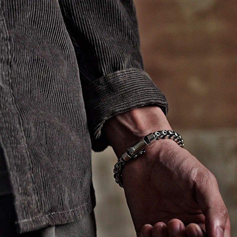 HX European and American Fashion Light Luxury Bracelet Trendy Male Personality Thick Dragon Scale Retro Jewelry Birthday Gift