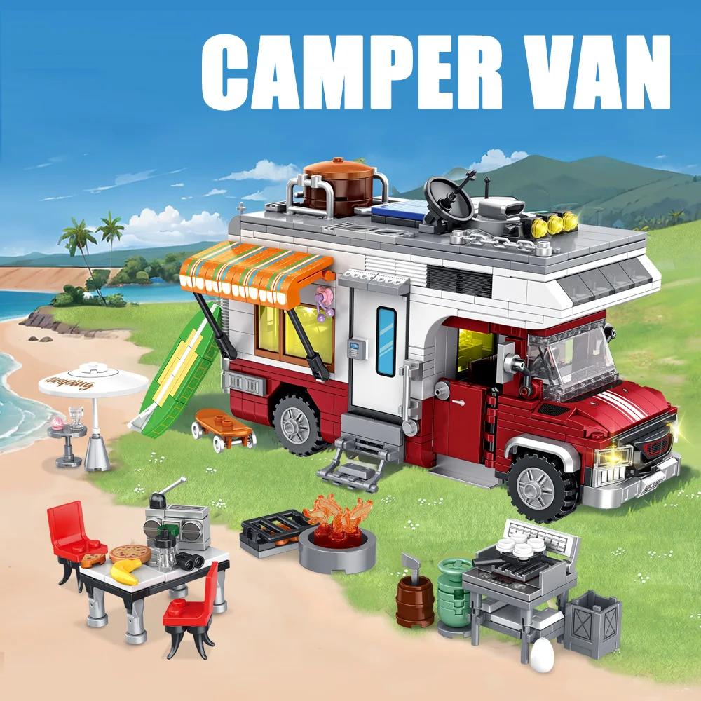 Non-Toxic Moc Technical Camper-Van Building Blocks Building Led Lighting Model Brick For Teenagers And Adults Christmas/Birthdays Diy Gift