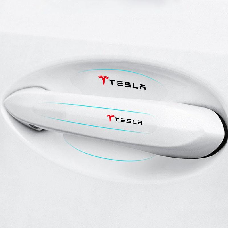 8Pcs Transparent Car Door Handle Bowl Anti Scratch Protective Sticker For Tesla Model 3 S X Y Style Roadster Invader Coil Mod WYE K80