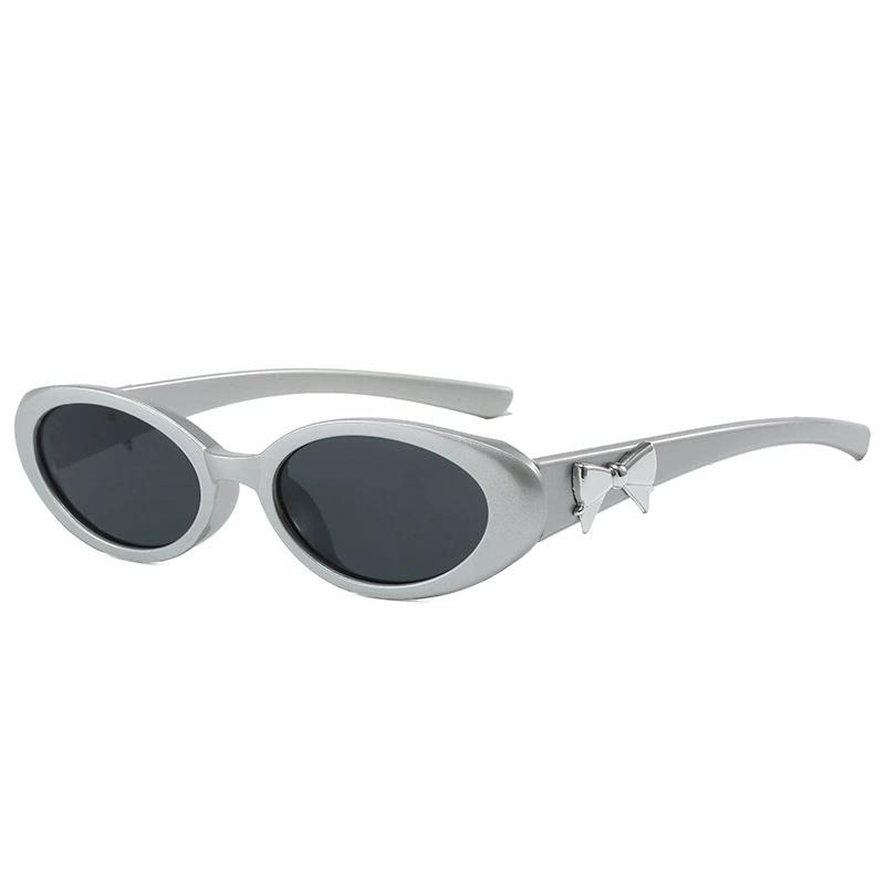 Korean Oval Small Frame Bow Sunglasses For Women And Men Outdoor Fashion Anti UV Resistant Shades For Woman Multicolor