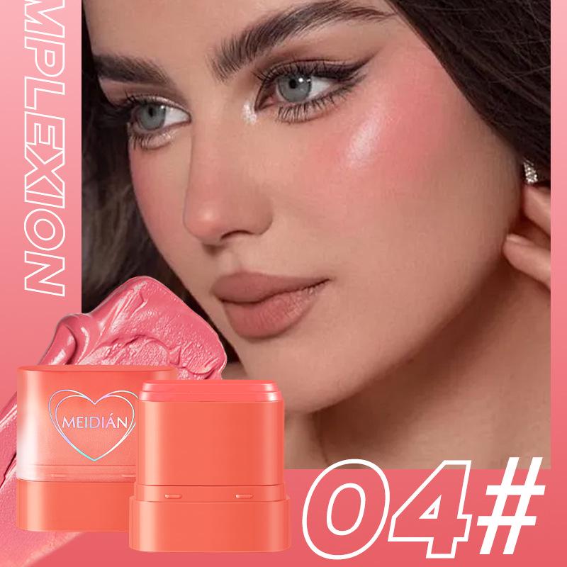 Meidian 6-Color Blush & Highlighter Stick: Long-lasting, Natural Nude Makeup.