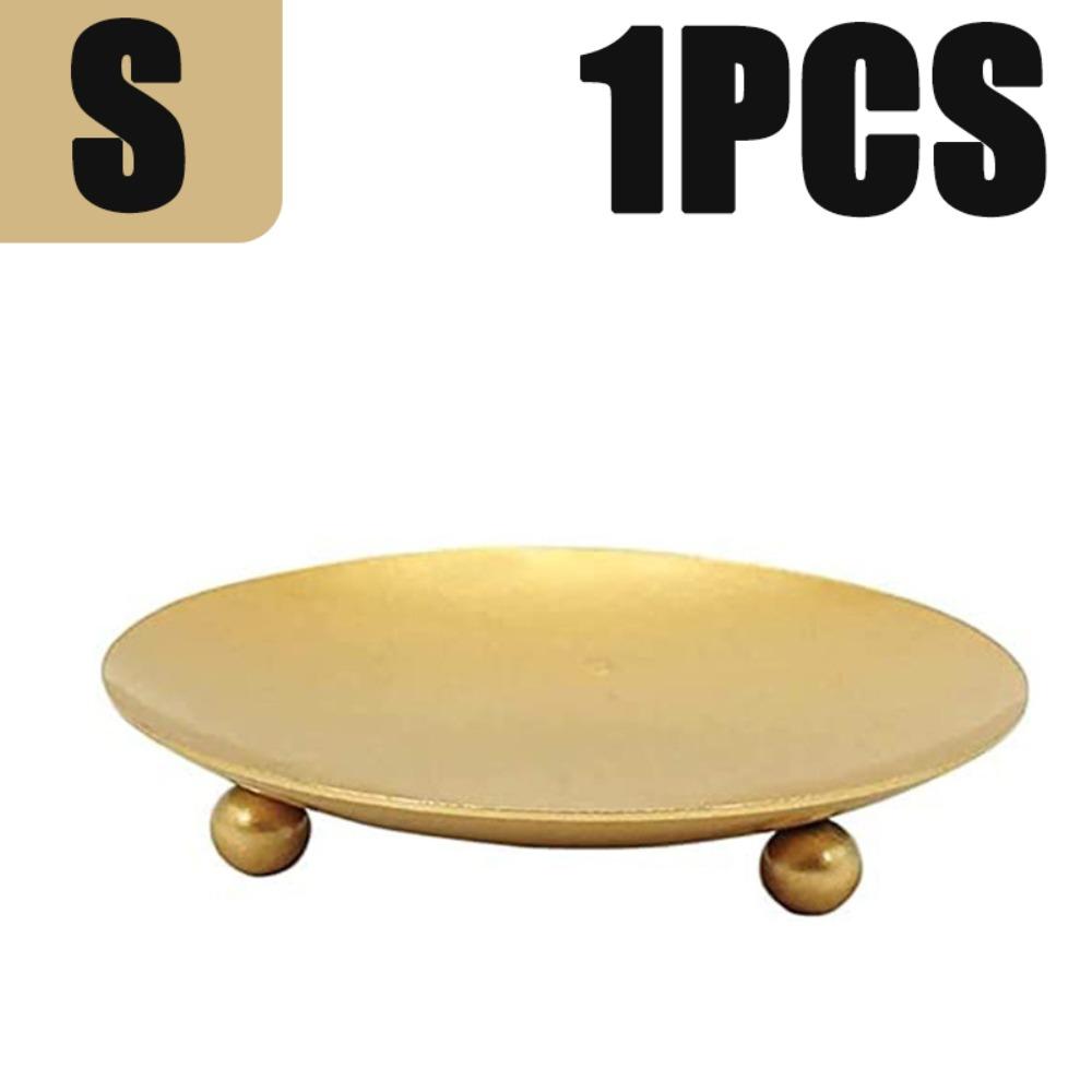 1Pc New Tray Base Candle Holders Iron Black Golden Color Decorative Candlestick Round Shape Candle Stand Home Decor