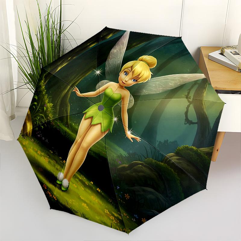 

Disney Tinkerbell, Tinker Bell Automatic Open/Close Umbrella - Cute Umbrella with Cute Design, Portable 3-Fold Compact Umbrella for Men & Wo
