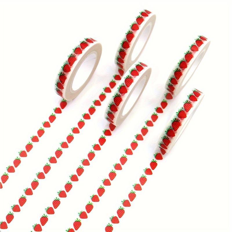 3 Rolls Cute Strawberry Washi Tape - Non-Adhesive Red & Green Strawberry Seed Paper Stickers Suitable for Scrapbooking,Planner