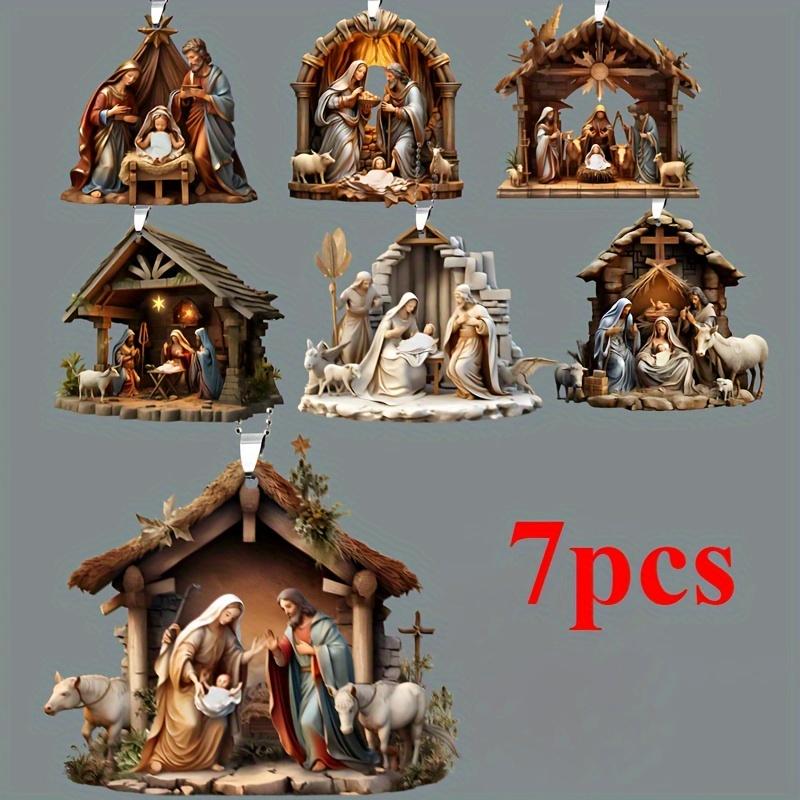 7-Piece Christmas Decoration Set - Nativity-themed Decor for Home and Holiday Parties Christian New Year Decor Car Interiors