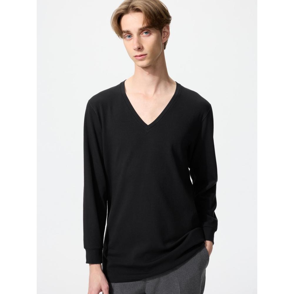 Uniqlo Ultra Warm Heattech Cotton V Neck 3 4 sleeVe