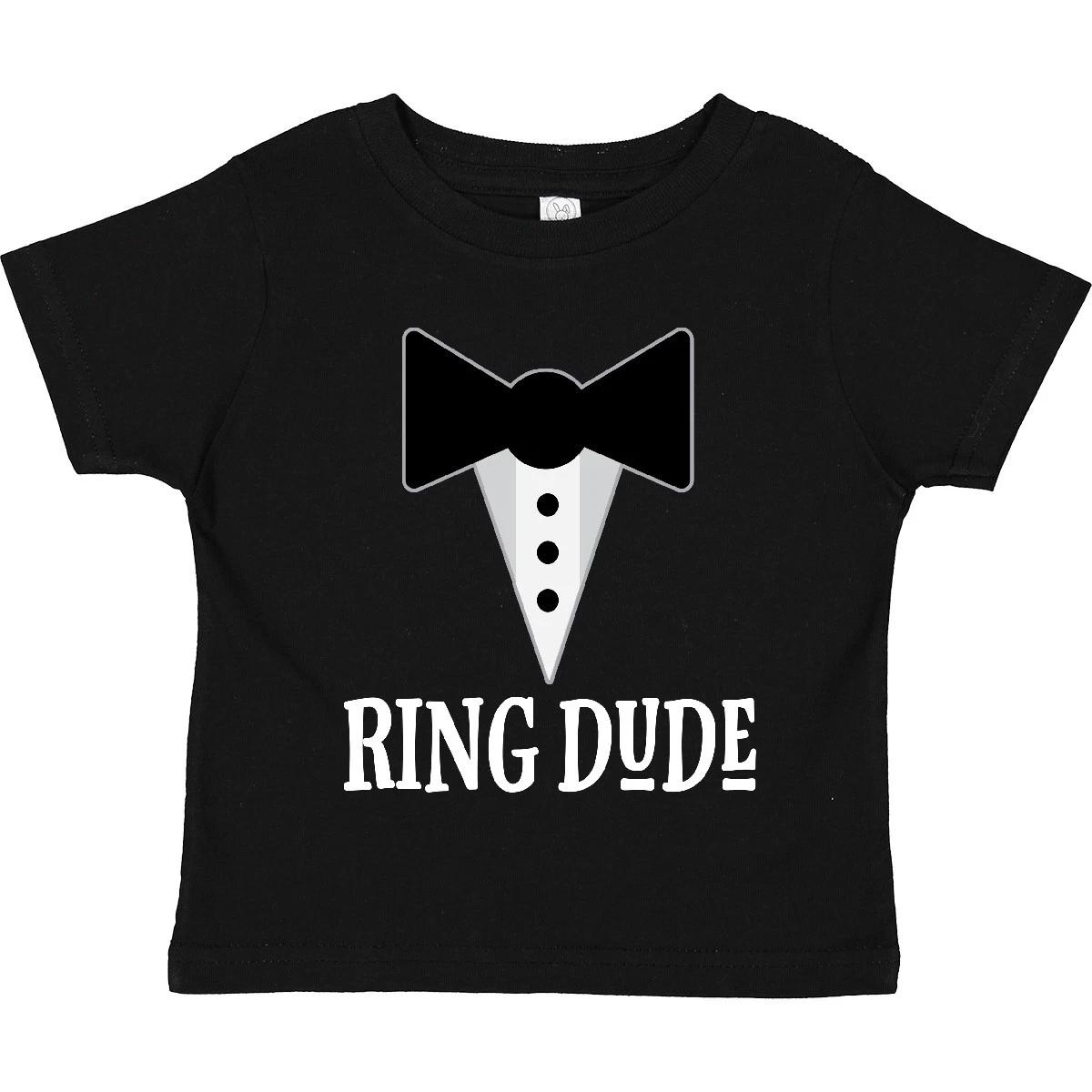 

Inktastic Ring Dude Ringbearer Mock Tuxedo Wedding Toddler kids boys T-Shirt Bridal Bow 160