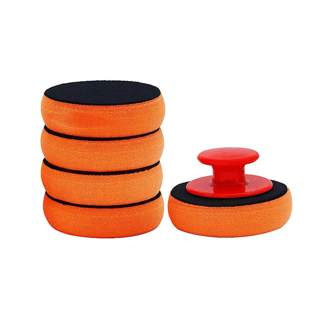 

1 комплект автомобильных губок для полировки воском, высокоплотная полировка, набор полировальных подушечек, полировальная ручка, универсальная чистящая губка для автомобильного стекла оранжевый