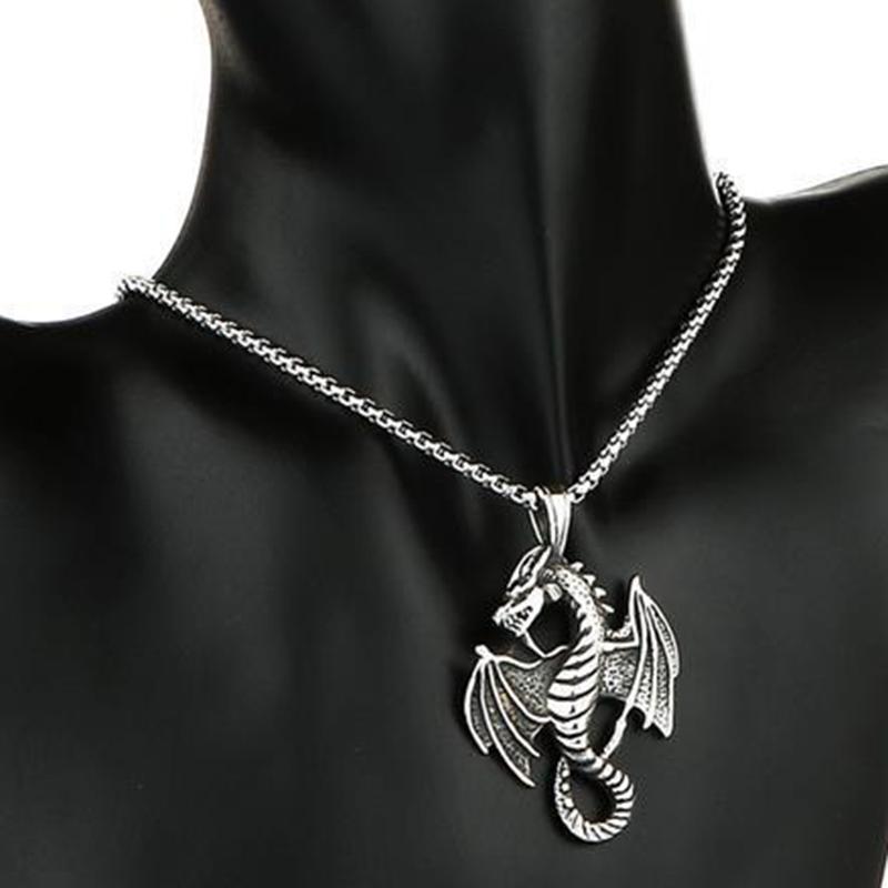 Evil Dragon Pendant Necklace for Men Women Hip Hop Punk Stainless Steel Keel Chain Fashion Jewelry Trendy Accessories Gifts
