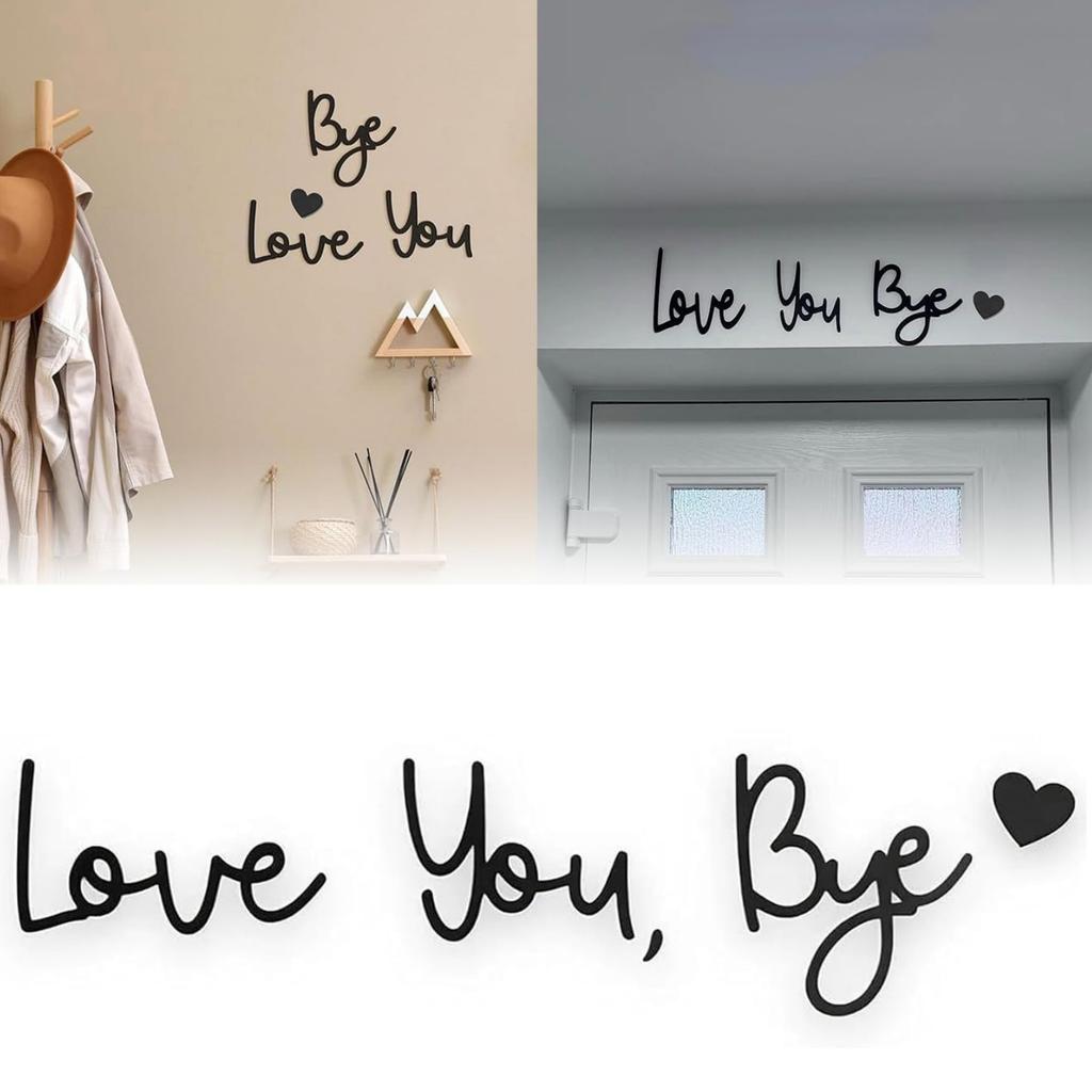 Love You Bye Panneau Décoration au-dessus de la Porte Décoration Murale Décoration en Écriture Bois Pour Porte Maison Cadeau Saint-Valentin Mariage Thanksgiving