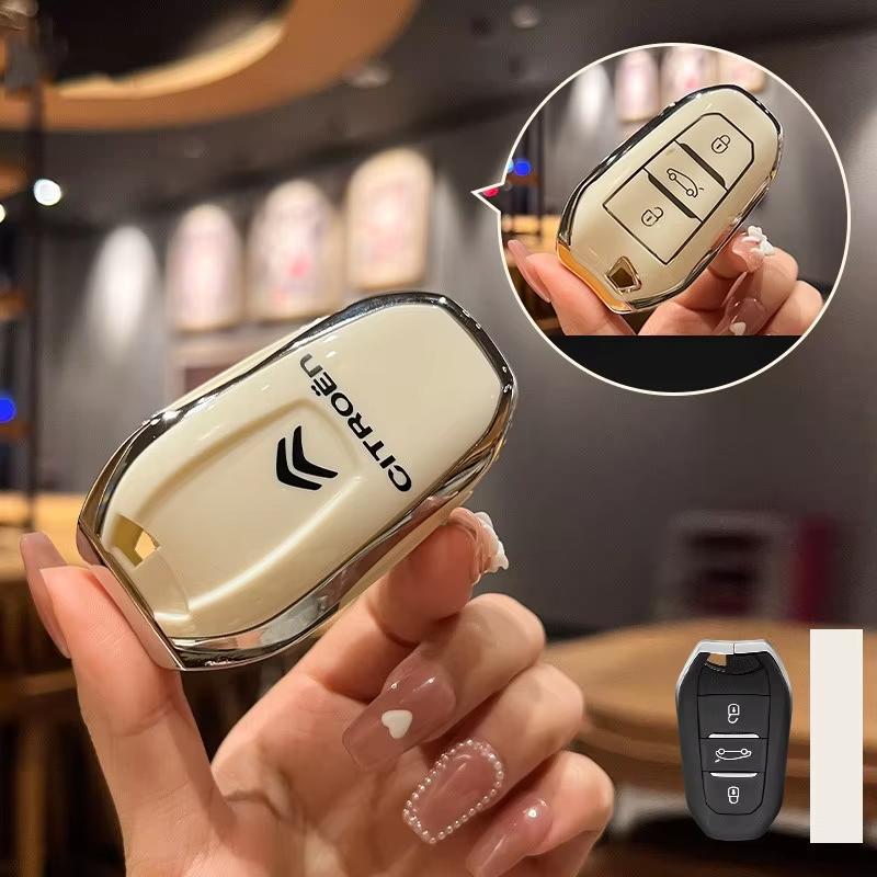 TPU Bilnyckel Fjärrkontroll Nyckelring Fodral Skydd Skal Fob För Citroen C1 C2 C4 C6 C3-XR Picasso Grand DS3 DS5 Biltillbehör