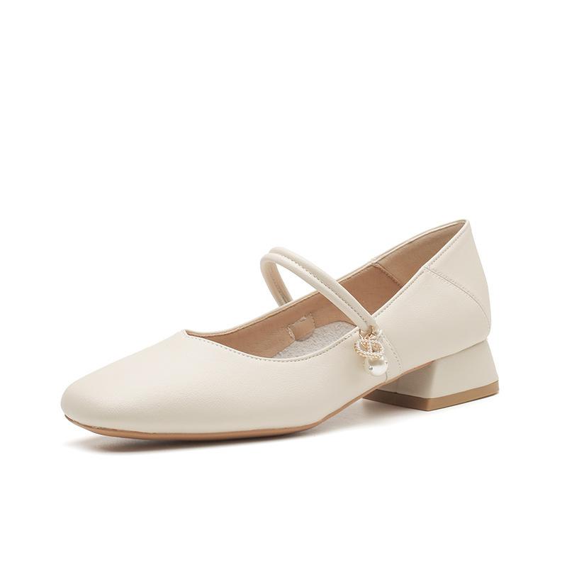 

Кожаные туфли на плоской подошве для женской обуви Huizhou Su Yinyin, такие же одинарные туфли, корейская версия, весенние новые туфли Mary Jane с квадратной головкой 34 абрикосовый