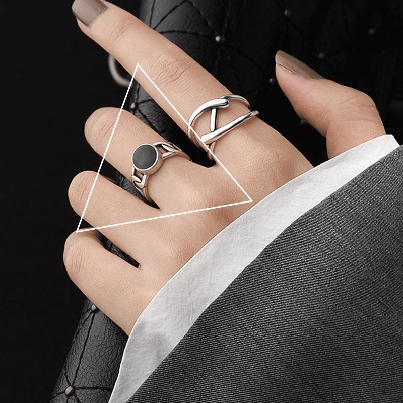 925 Sterlingsilber Unregelmäßiger Edelstein Damen Luxus Zeigefingerring - Nicht Verblassend, Verstellbar, Leichtes Nischendesign.