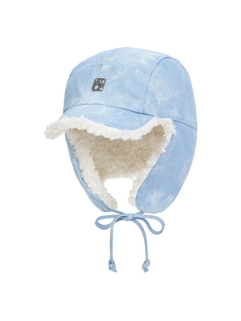 Olinkeompeulliteu Denim Poodle Trooper Hat (Light Blue Denim)