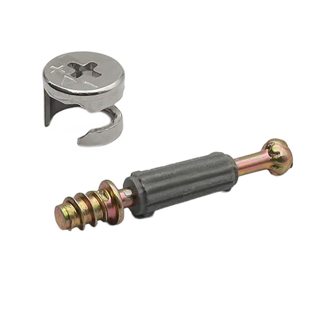 100Pcs Cabinet Lock and Screws for Furniture Assembly Eccentric Wheel and Wood Dowels for Cabinets and Drawers