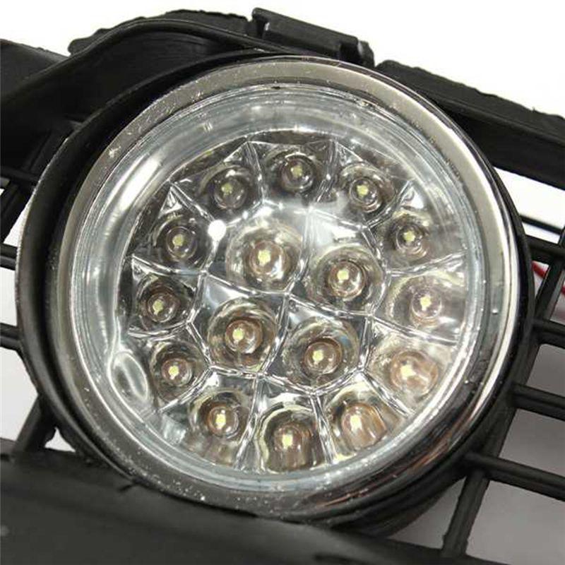 A03E-Car Bumper LED Fog Light Lamp Grille Cover Protect Accessories Parts Or VW MK3 Golf Jetta 1992 1993 1994 1995 1996 1997 199