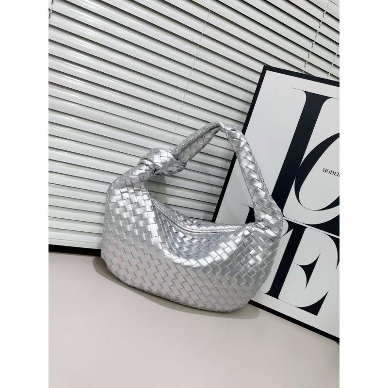 Handwoven Horn-Shaped Crossbody Bag Women Soft PU Woven Shoulder Small Daily Use Tote In 16 Colors