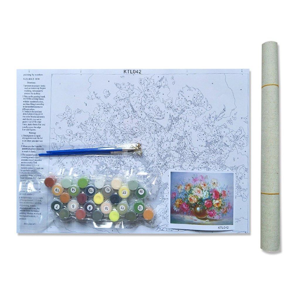 Peinture à l'huile sans cadre, image de fleurs sur peinture murale par numéros