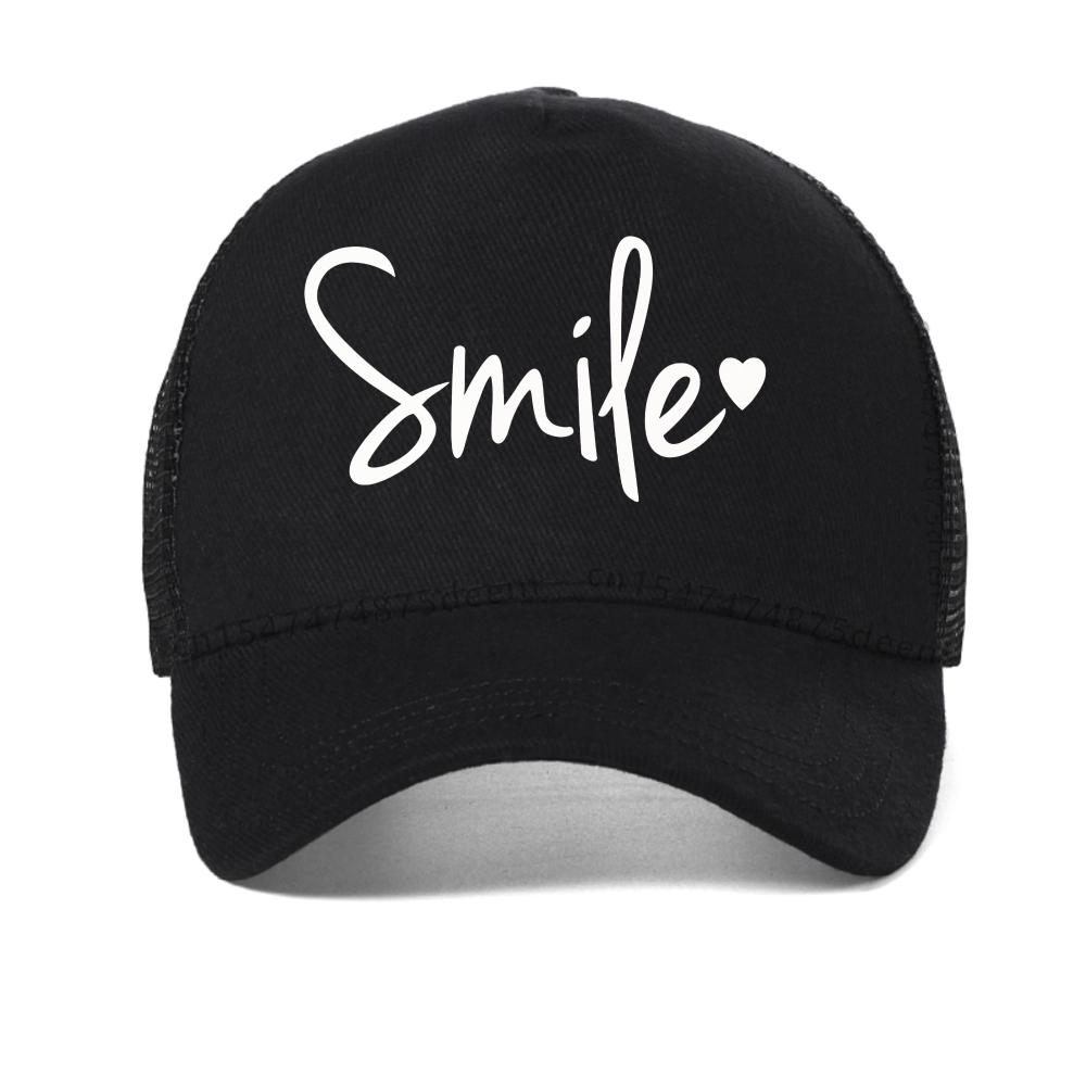 Smile Heart Print Women Baseball Cap Fashion Causal Outdoor Sport Caps Unisex Breathable Sun Hat Adjustable Mesh Trucker Hats