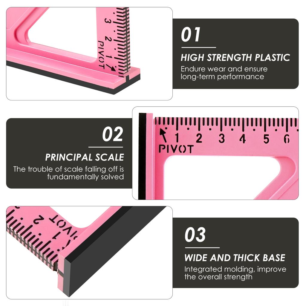 Woodworking Triangle Ruler Plastic Carpenter Square Precision Right Angle Measuring Ruler Clear Scale Square Protractor Tools