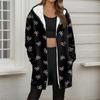 Women's Gradient Print Fashionable Loose Zipper Fleece Hoodie Jacket