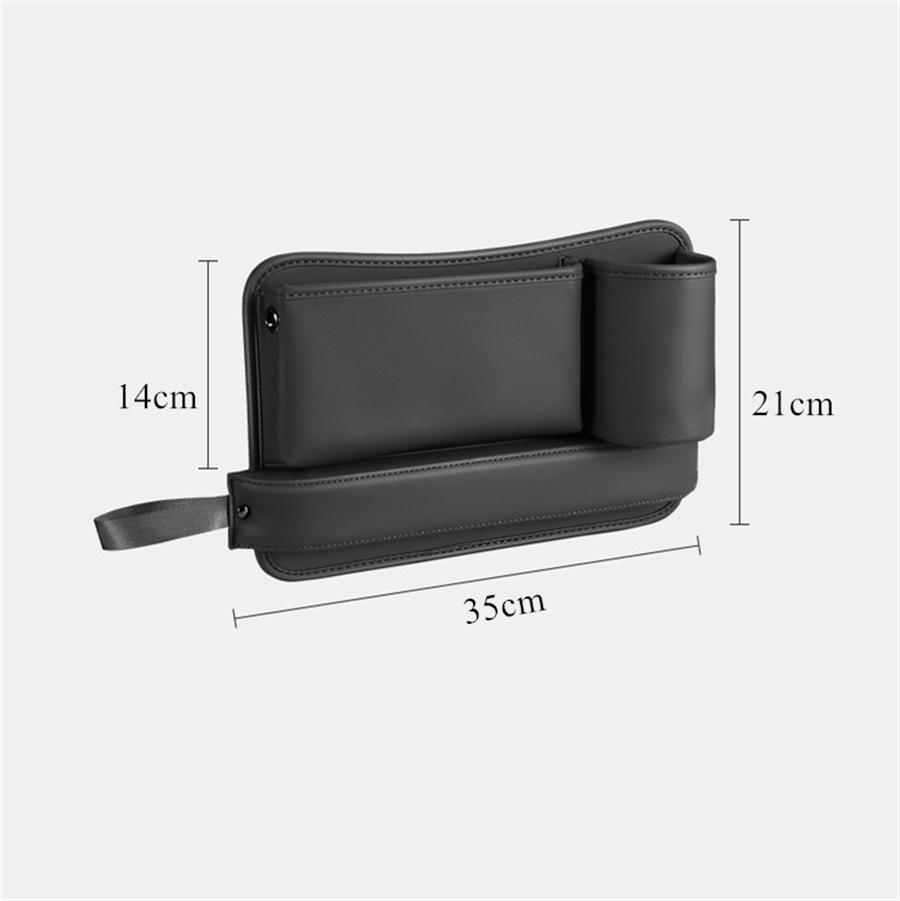PU Leather Car Console Right Seat Gap Catcher Crevice Organizer Box Cup Holder