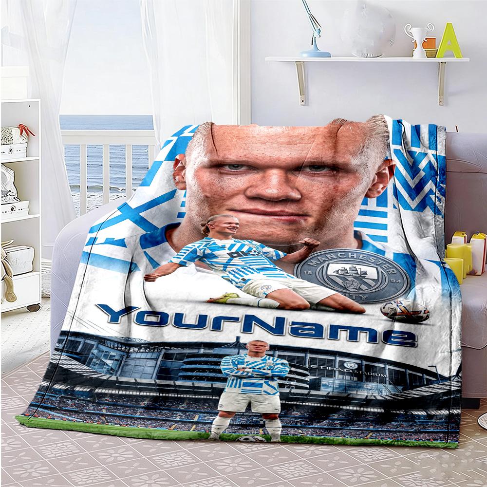 Haaland Customize Your Name Blanket Multi-purpose Personalized Blanket Comfortable Perfect for Bedding Seaside Chair Home Decor Ideal for All Seasons