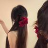 Red Rose Flower Hair Clips Artificial Flower Flower Petal Hairgrip Lily Tassels Hairpins  Bridal