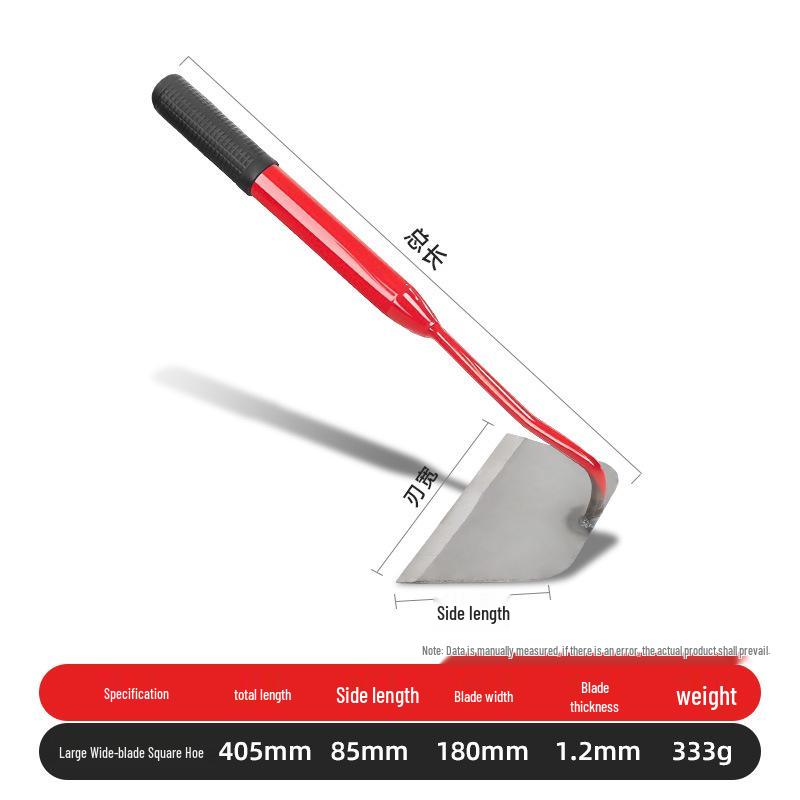 Mångsidig trädgårdshacka för jordbearbetning, rotrensning, ogräsbekämpning och hushållsgrönsaksodling.