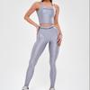 Women's Sexy Bodycon Yoga Set - U-Neck Top & Leather Fitness Pants