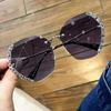 Oversized Rimless Square Sunglasses Women Luxury  Fashion  Gradient Clear Lens One Piece Men Gafas Glasses