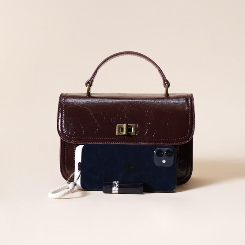 Borsa Quadrata Piccola in Vacchetta Retrò 2025 Nuova Vera Pelle Donna Alta Qualità Monospalla a Tracolla
