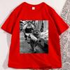 Funny Cat Stealing Fish T Shirt Men Cotton Round Neck Short Seeve Tees Loose Casual Comfortable Round Neck Short Sleeve Tops