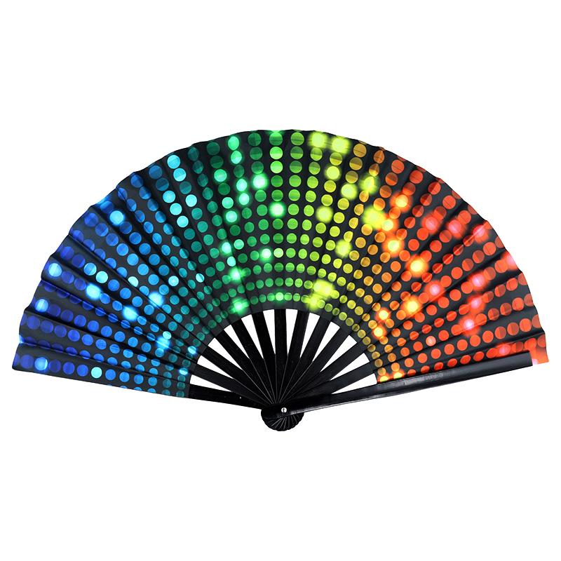 1pcs Colorful Foldable Rave Fan Japanese Large Reflective Handheld Fan Music Festival 33cm Gradient Folding Chinease