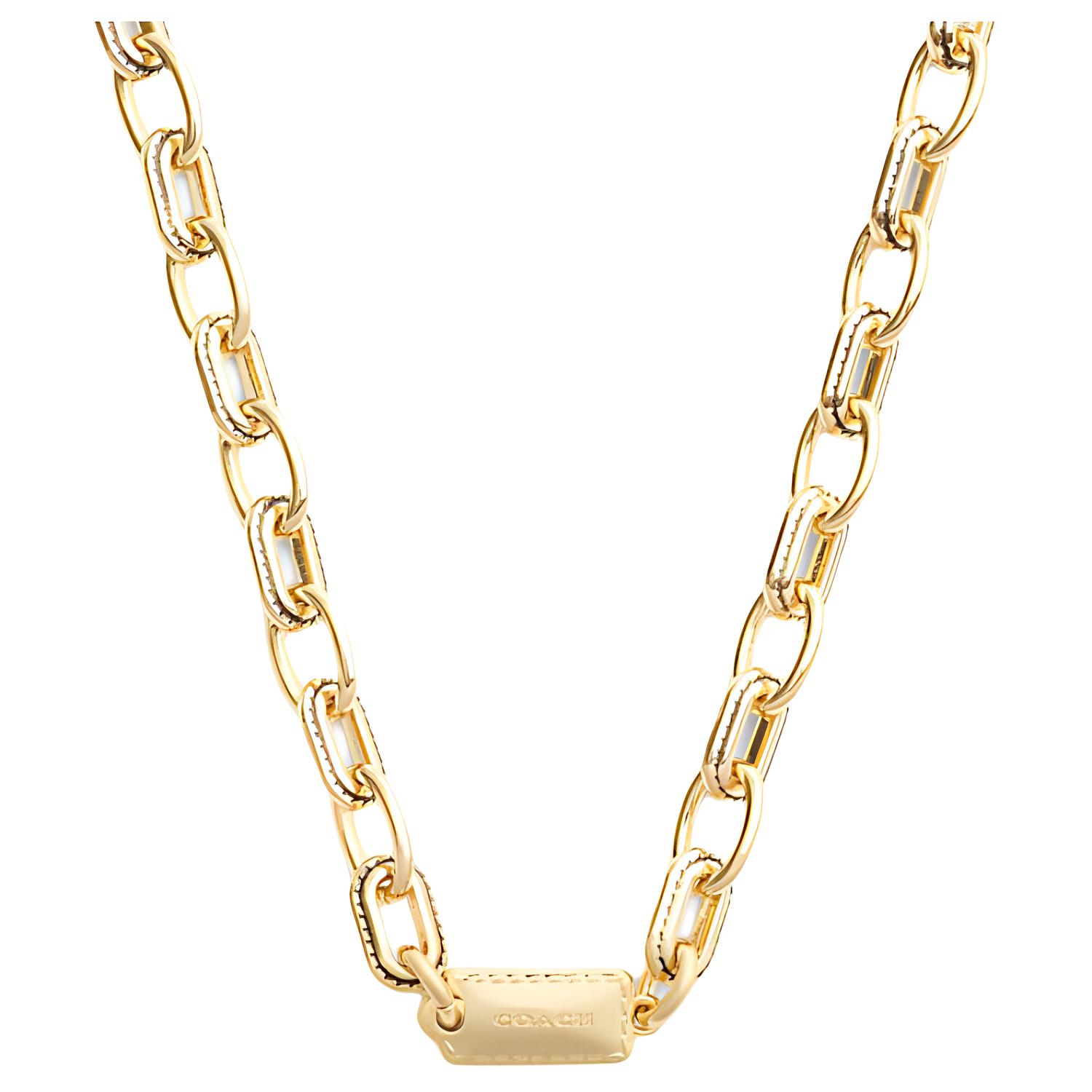 Coach Lobster Clasp Closure Copper Necklace Unisex necklace Gold CY070-GLD F,Gold
