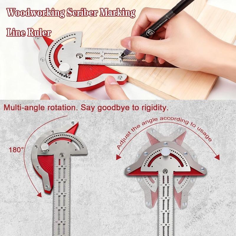 Stainless Steel Protractor Woodworkers Edge Ruler Angle Precision Carpenter Measuring Tool Accurate Long-lasting