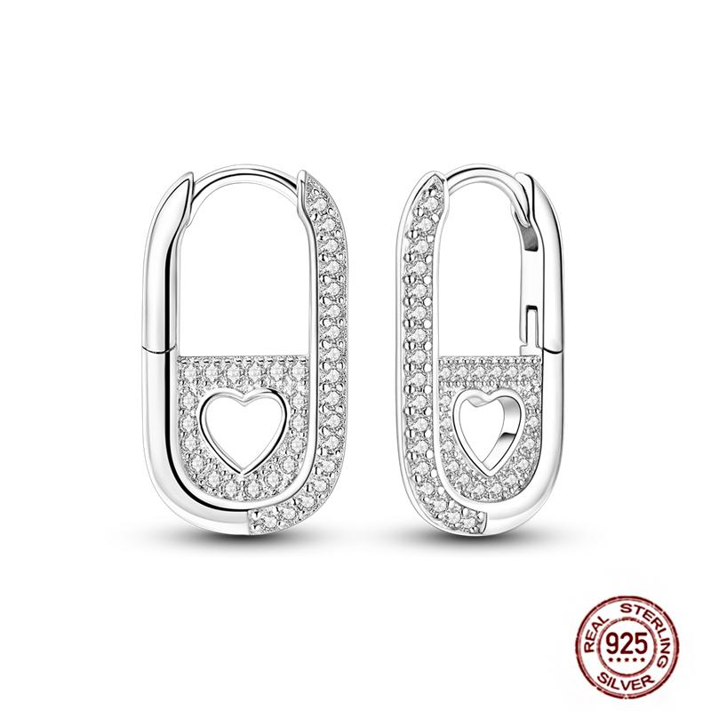 Sparkling Women Hoop Earrings 925 copper Heart Shape Star Moon Round Blue Zircon Fit Origina Drop Earrings Zircon Holiday gifts