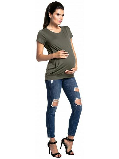 2019 European and American Style Round Neck Short Sleeve Maternity Nursing T-Shirt