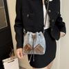 Design Fashion Splicing Drawstring Women Casual Shoulder Bag For Daily Use