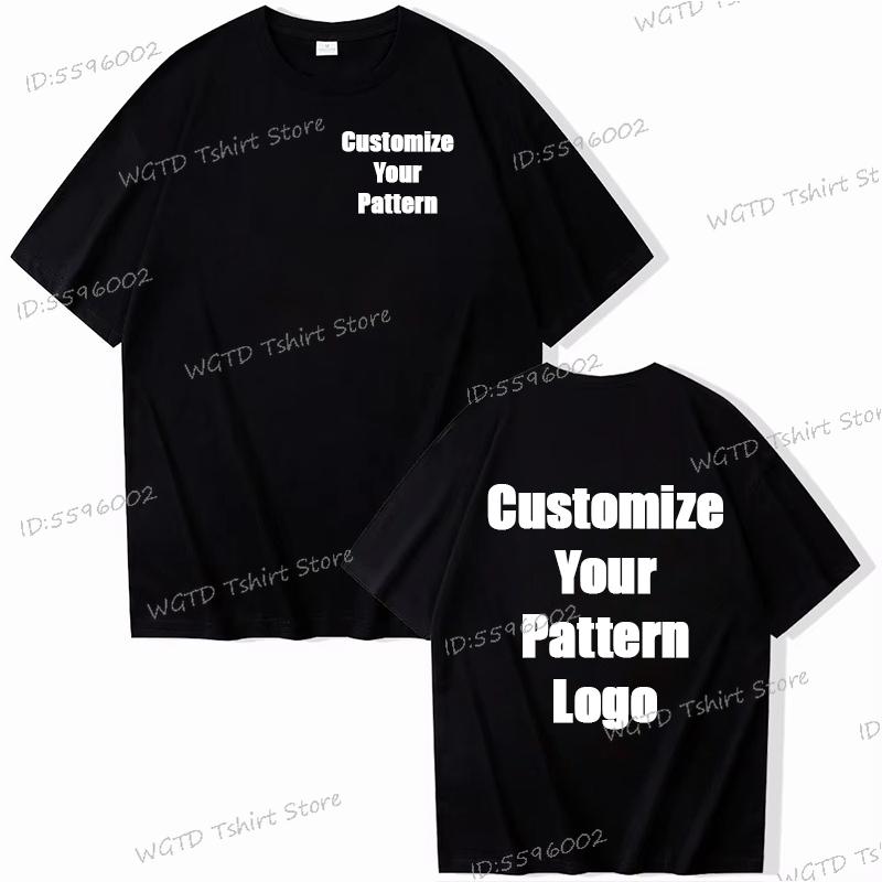 Tops Custom Diy Logo Cotton T-shirt Unisex Fashion Casual Tops Customize Pattern Logo Summer Tops Men Women Street Wear Clothes