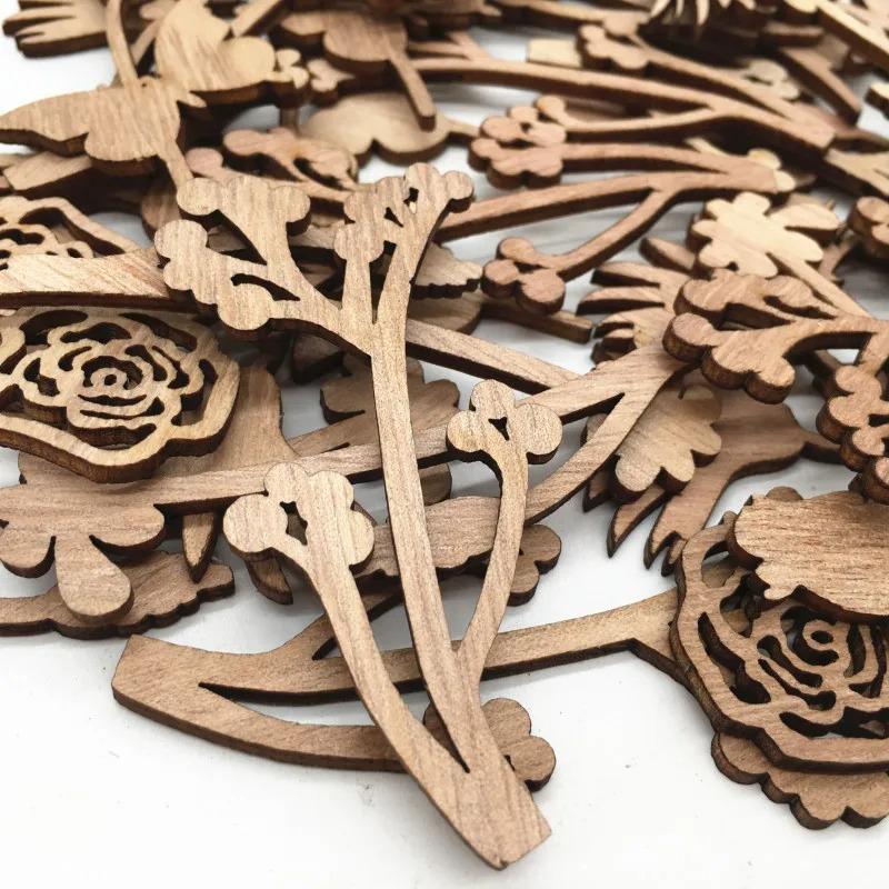 20pcs Wood Shapes Slices for DIY Wedding Birthday Party Favors Centerpieces Wooden Flowers for Crafts Unfinished Wood Cutouts