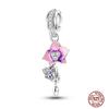 Colorful Heart Murano Glass Flower Travel Pink Charm Bead Components Copper Metal Compatible With Authentic Original Bracelet High Quality Fine