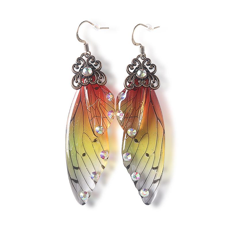 Colorful Butterfly Wing Earrings Unique Fairy Wing Drop Earrings Fashion Insect Jewelry For Women Girls Jewelry Gifts