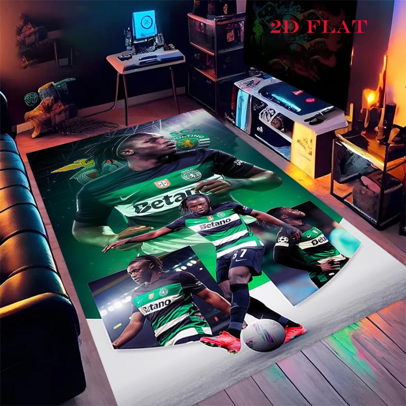 Sporting CP Teppich für Wohnzimmer Schlafzimmer Zuhause Sofadekoration, Rutschfeste Bodenmatte für Kinder zum Spielen