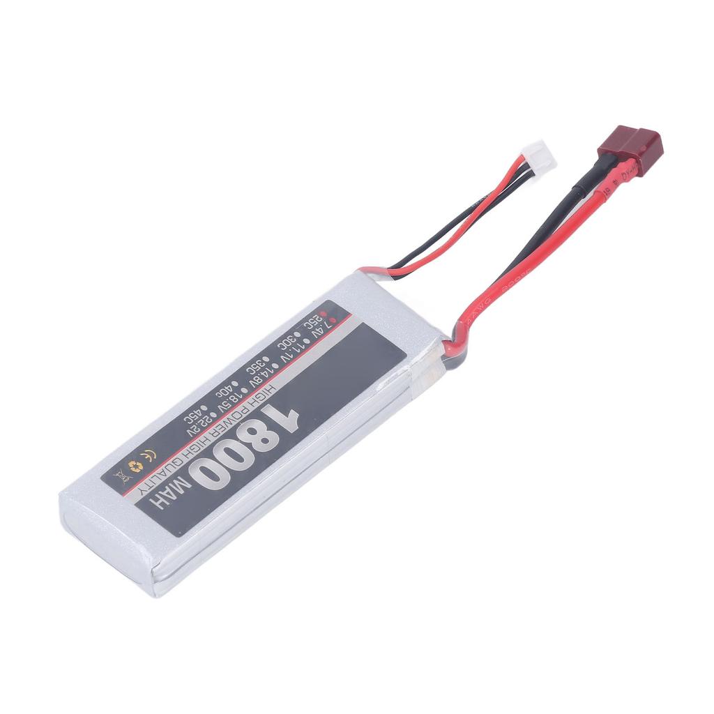 RC LiPo Battery 7.4V 2S 1800mAh 25C Rechargeable Lithium Polymer LiPo Battery Pack for RC Car