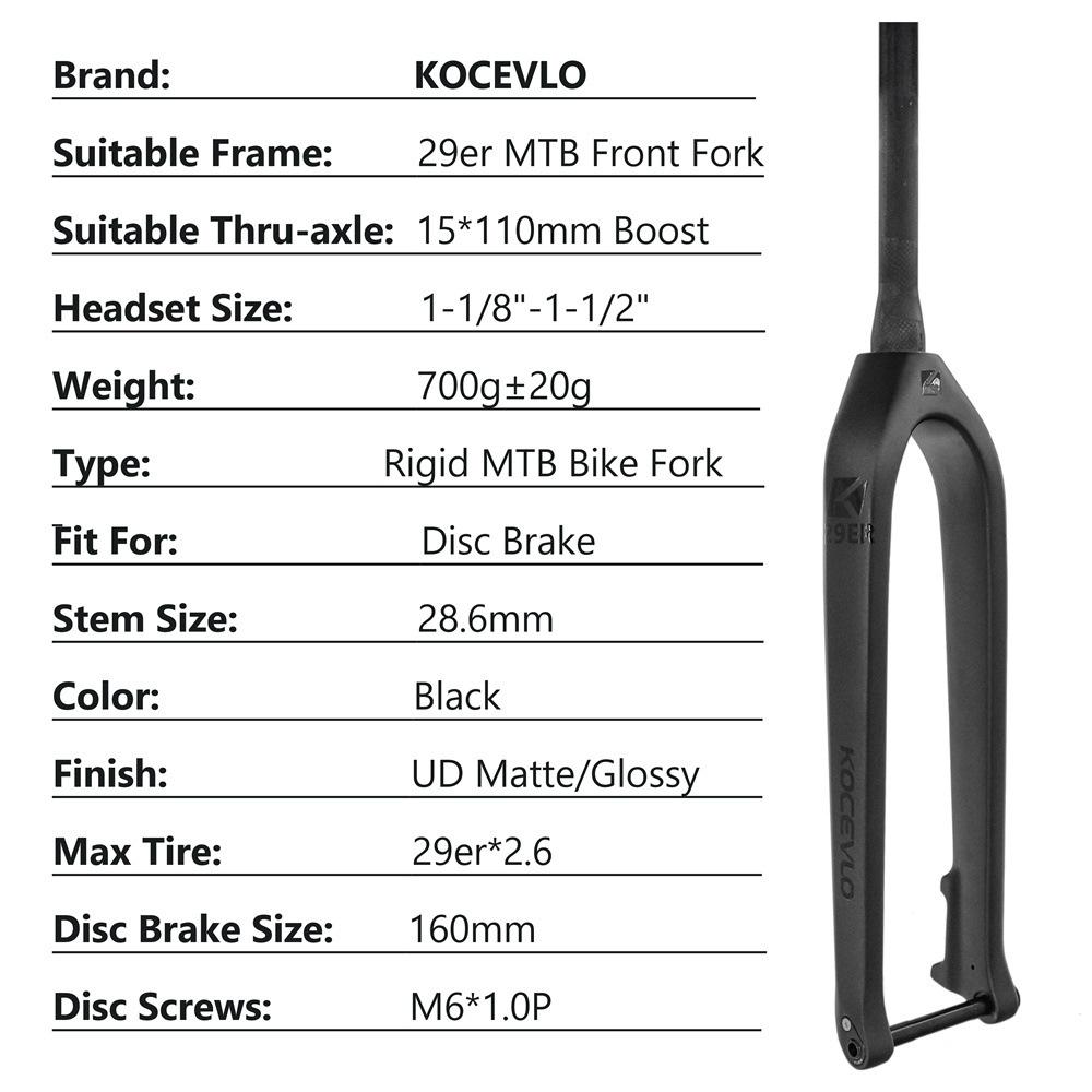 Carbon MTB Rigid Fork 29 Boost 110 Mountain Bike Front Fork 29 er Carbon 700C Disc Brake Tapered Tube Cycling Bicycl Fork 29er