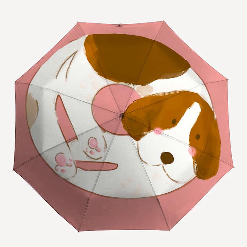 1 Stück Hundekuchen Mode Automatisches Öffnen/Schließen Faltbarer Regenschirm mit 8 Streben, Winddicht Tragbar, Tägliche Nutzung124