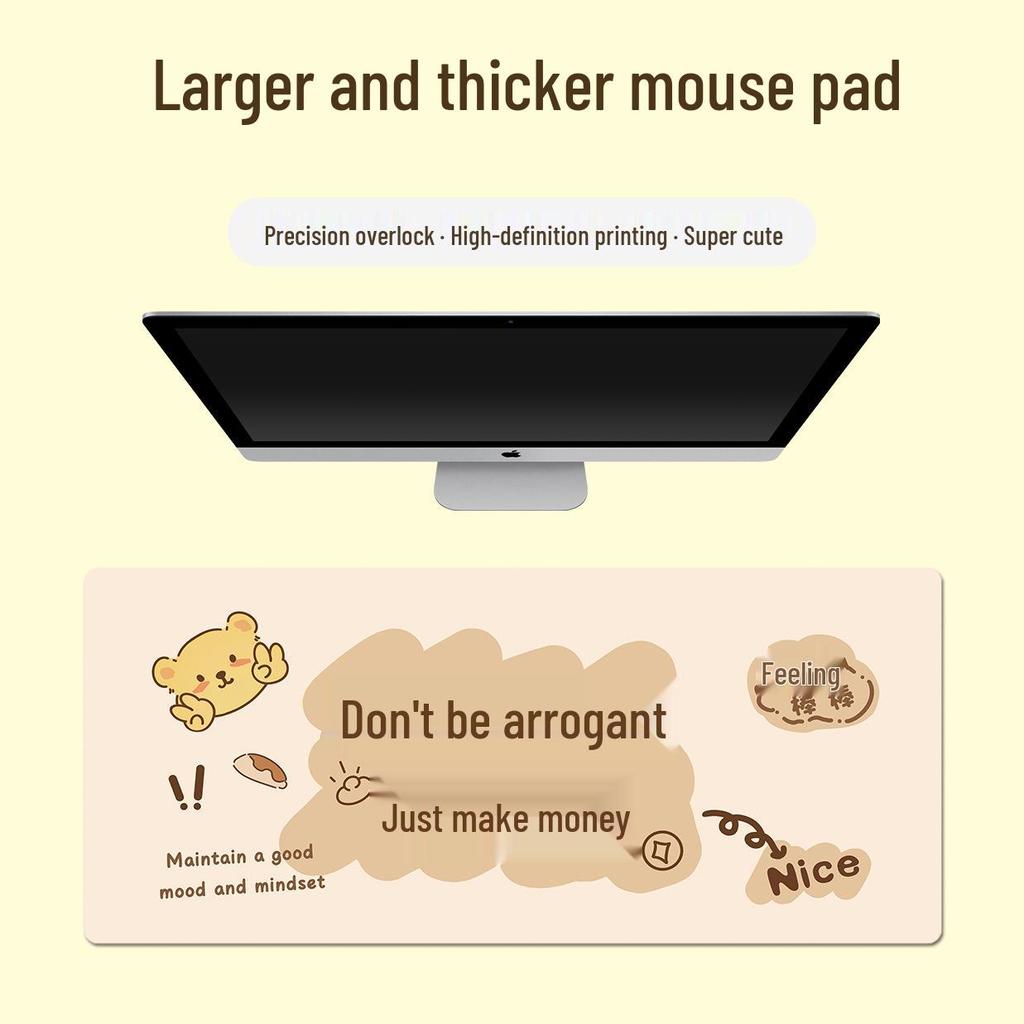 Extra Large Doodle Text Mouse Pad with Lock Edge - Thick, Durable Keyboard Desk Mat