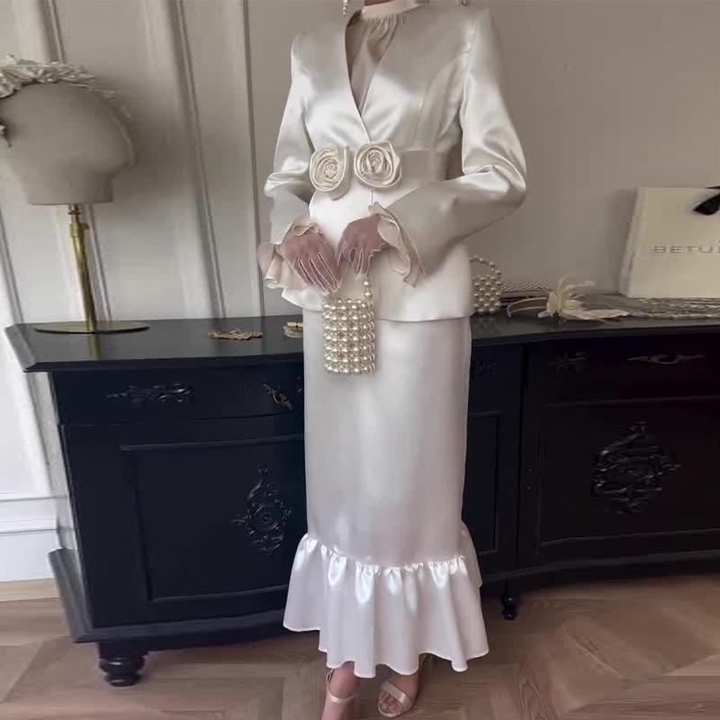 

Осень 2024 Женский Французский Однотонный Элегантный Комплект из Двух Предметов Длинная Юбка S